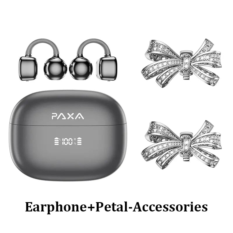 PAXA Earclip C7 Clip-On Design Wireless Earphones, Upgraded Panoramic Sound Headset, Comfortable Wearing & IPX5 Waterproof Sports Earbuds for Work, Fitness