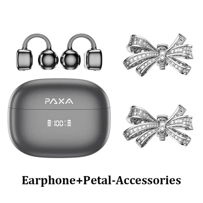 PAXA Earclip C7 Clip-On Design Wireless Earphones, Upgraded Panoramic Sound Headset, Comfortable Wearing & IPX5 Waterproof Sports Earbuds for Work, Fitness