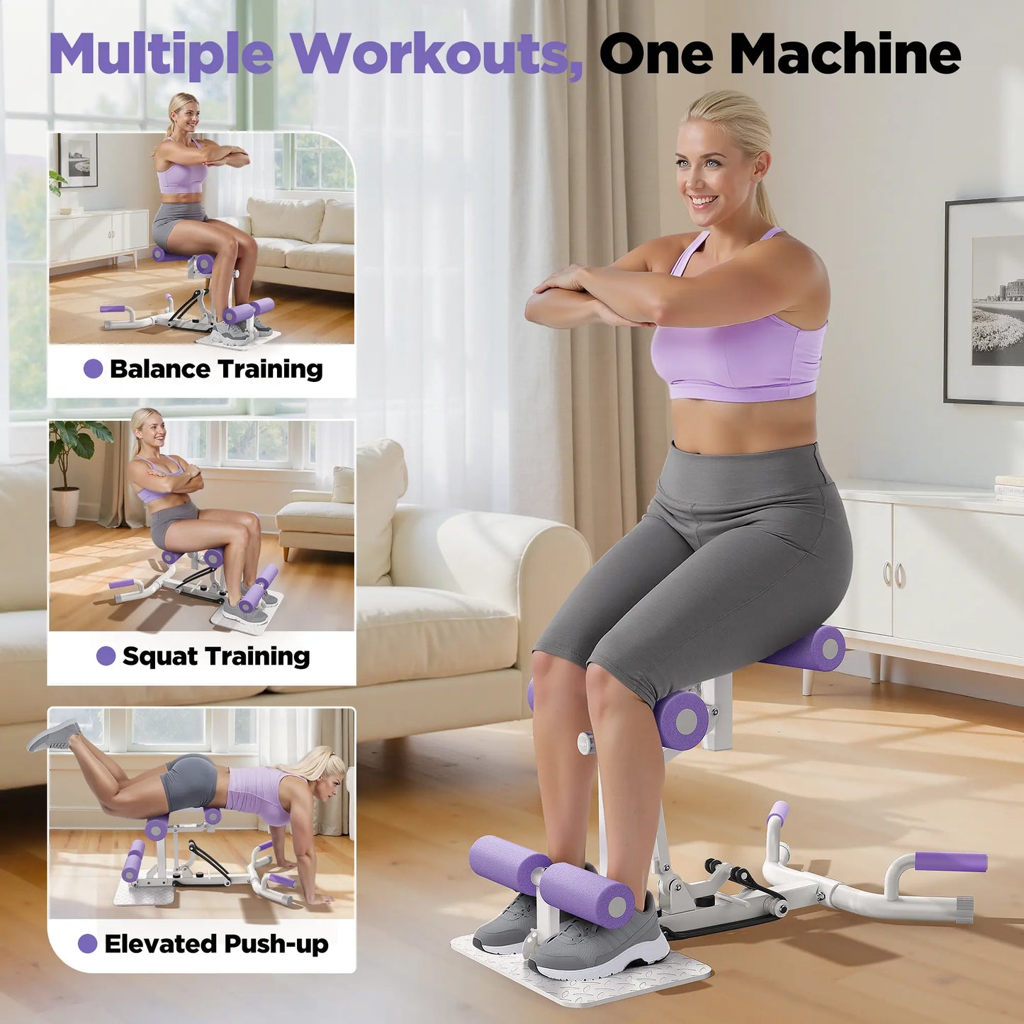 Feierdun Dq2-Upgraded Adjustable Deep Squat Machine, Glutes Workout for Home Gym Workout Training, Sit up Machine for Abs and Muscle Building, Abdominal Bench, Push up Fitness Equipment, Tiktokshopblackfriday#Summervibes Summervibes