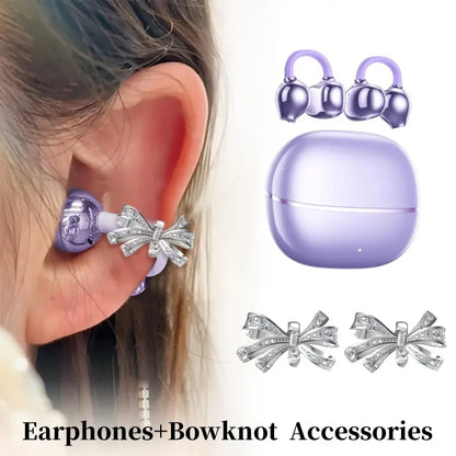 PAXA Earclip C7 Clip-On Design Wireless Earphones, Upgraded Panoramic Sound Headset, Comfortable Wearing & IPX5 Waterproof Sports Earbuds for Work, Fitness