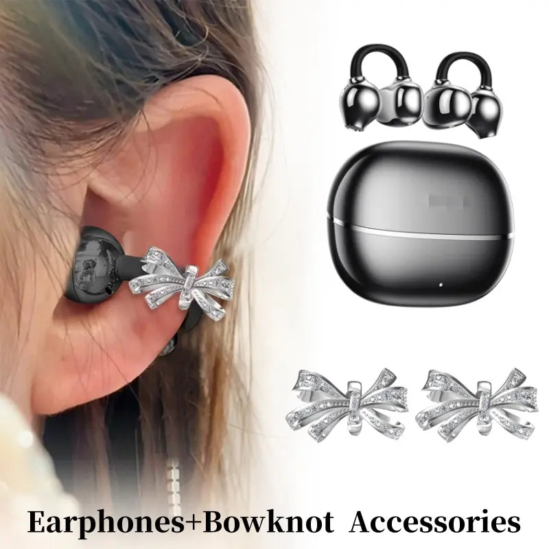 PAXA Earclip C7 Clip-On Design Wireless Earphones, Upgraded Panoramic Sound Headset, Comfortable Wearing & IPX5 Waterproof Sports Earbuds for Work, Fitness
