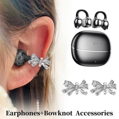 PAXA Earclip C7 Clip-On Design Wireless Earphones, Upgraded Panoramic Sound Headset, Comfortable Wearing & IPX5 Waterproof Sports Earbuds for Work, Fitness